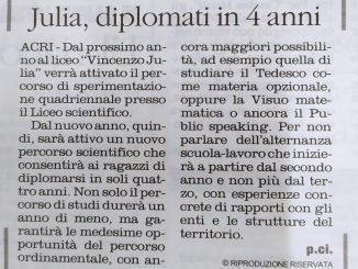 Articolo di giornale sul quadriennale